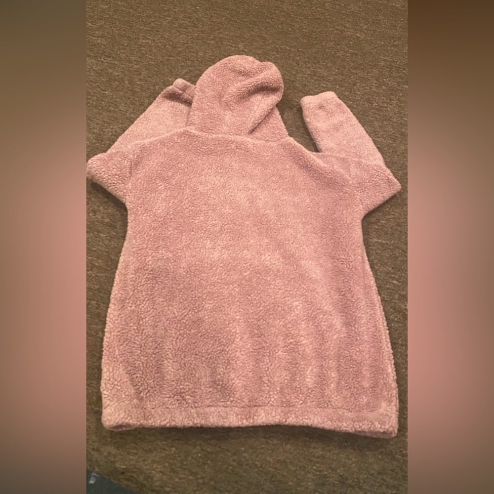 EUC Aeropostale XS Pink fleece Sherpa top hoodie pullover pocket warm comfy - Picture 3 of 4